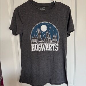 Harry Potter Hogwarts Graphic T-Shirt Gray Women’s Small Wizarding World